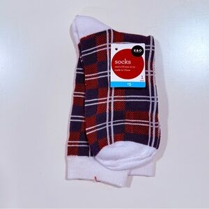 Men's Red and White Plaid Socks